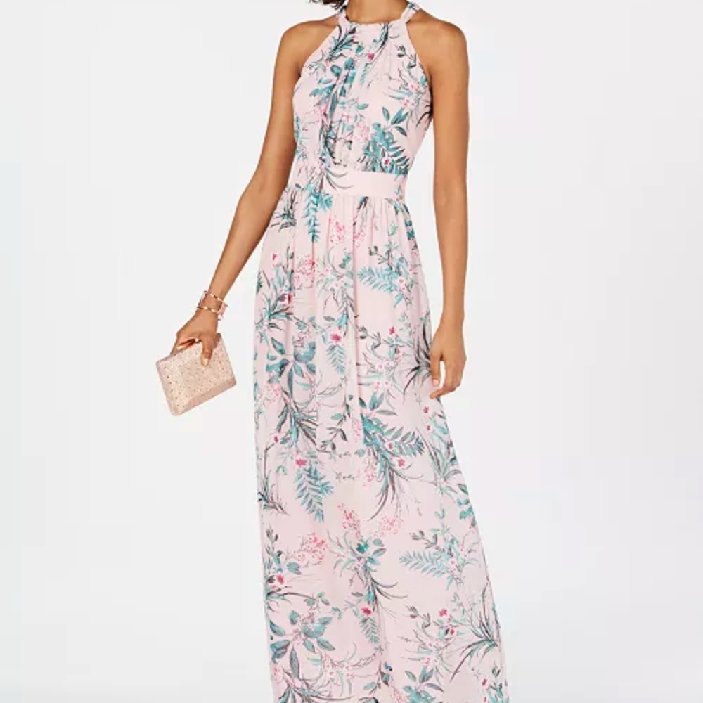 INC International Concepts Pink Halter Maxi Dress for Weddings
